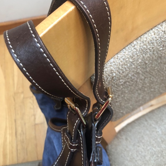 Dooney and Bourke Valerie Navy Suede Hobo Shoulder Bag - Picture 15 of 16